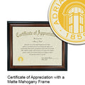 Adrian College Certificate with Frame