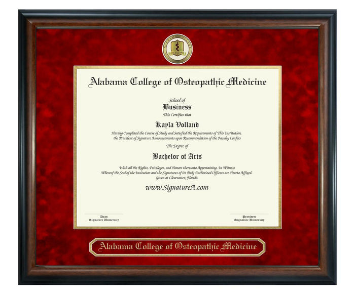 Alabama College of Osteopathic Medicine Diploma Frame (SN)