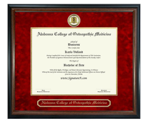 Alabama College of Osteopathic Medicine Diploma Frame (SN)