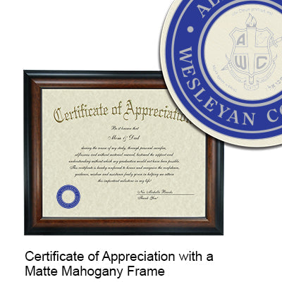 Allegheny Wesleyan College Certificate with Frame