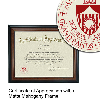 Aquinas College Certificate with Frame