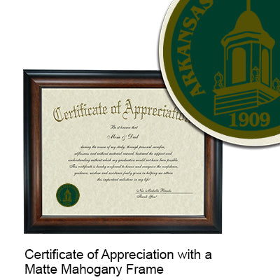 Arkansas Tech University Certificate with Frame
