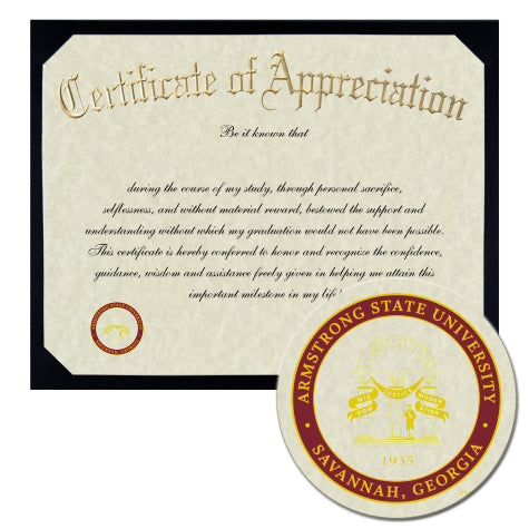 Armstrong State University Certificate of Appreciation