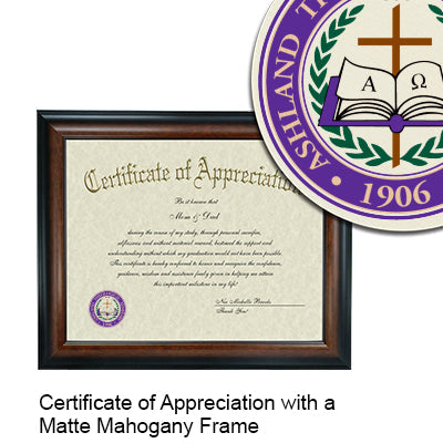 Ashland Theological Seminary Certificate with Frame