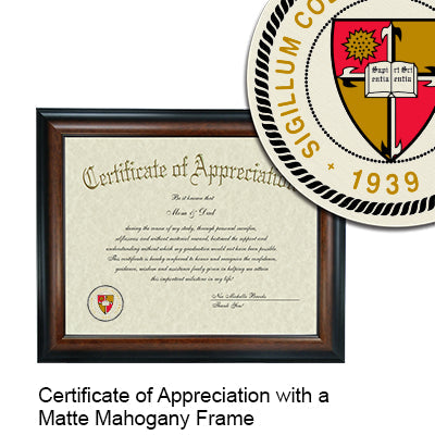 Caldwell University Certificate with Frame