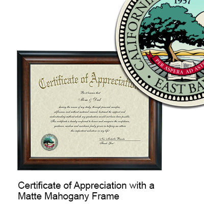 California State University, East Bay Certificate with Frame