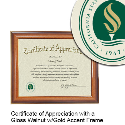 California State University, Sacramento Certificate with Frame