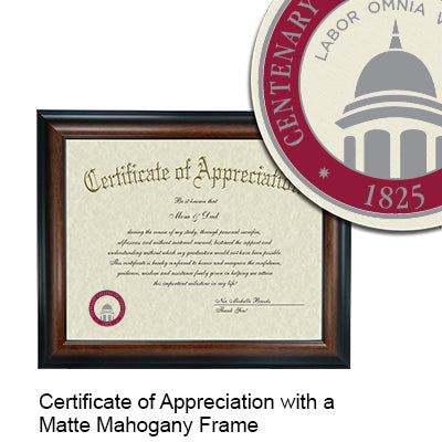 Centenary College of Louisiana Certificate with Frame