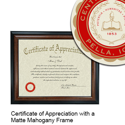 Central College Certificate with Frame