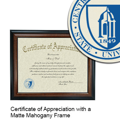 Central Connecticut State University Certificate with Frame