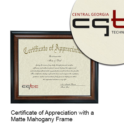 Central Georgia Technical College Certificate with Frame