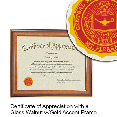 Central Michigan University Certificate with Frame