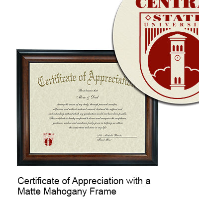 Central State University Certificate with Frame