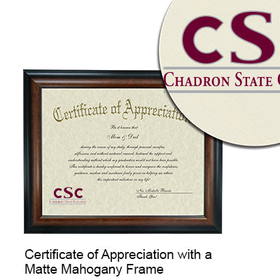 Chadron State College Certificate with Frame