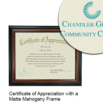 Chandler-Gilbert Community College Certificate with Frame