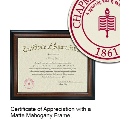 Chapman University College of Law Certificate with Frame