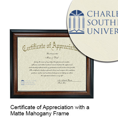 Charleston Southern University Certificate with Frame