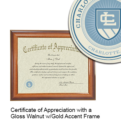 Charlotte School of Law Certificate with Frame