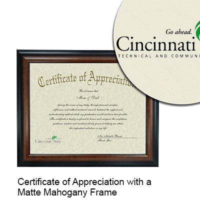 Cincinnati State Technical & Community College Certificate with Frame