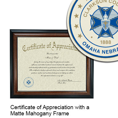 Clarkson College Certificate with Frame