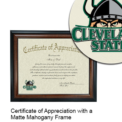 Cleveland State University Certificate with Frame