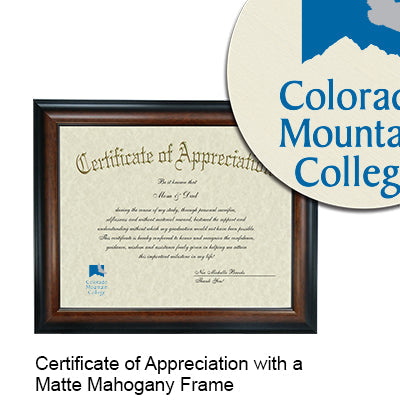 Colorado Mountain College Certificate with Frame