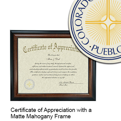 Colorado State University - Pueblo Certificate with Frame