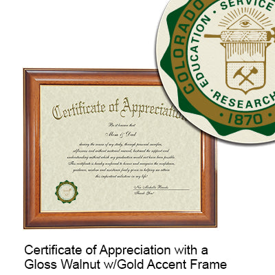 Colorado State University Certificate with Frame