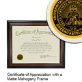 DePauw University Certificate with Frame