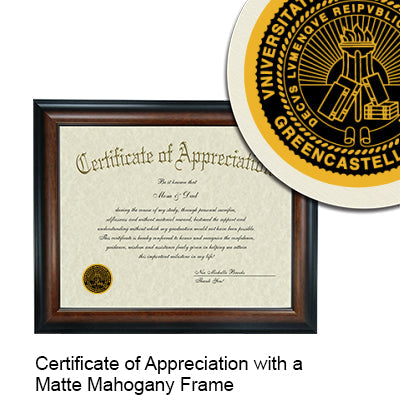 DePauw University Certificate with Frame