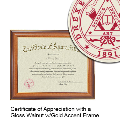 Drexel University Certificate with Frame