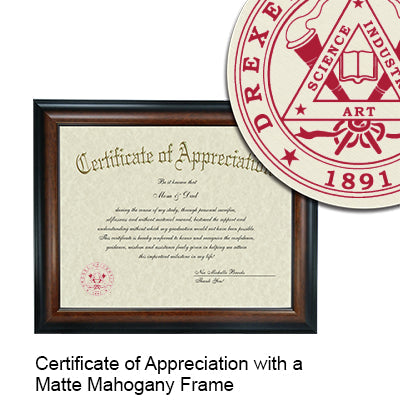 Drexel University School of Law Certificate with Frame