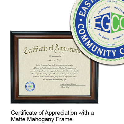 Eastern Gateway Community College Certificate with Frame