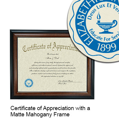 Elizabethtown College Certificate with Frame
