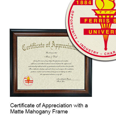 Ferris State University Certificate with Frame
