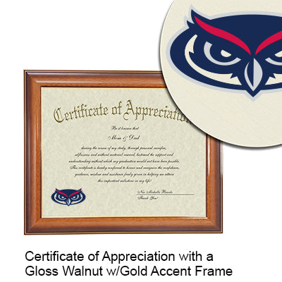 Florida Atlantic University Certificate with Frame