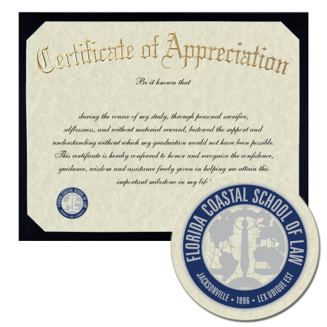 Florida Coastal School Of Law Certificate of Appreciation