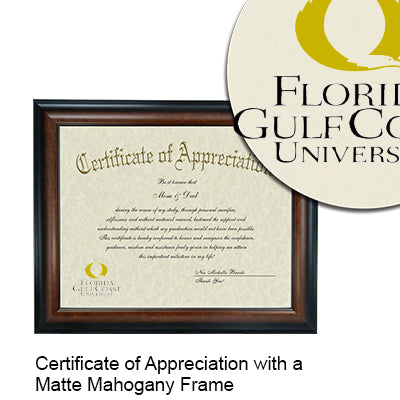Florida Gulf Coast University Certificate with Frame