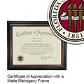 Florida State University College of Law Certificate with Frame