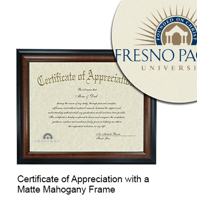 Fresno Pacific University Certificate with Frame