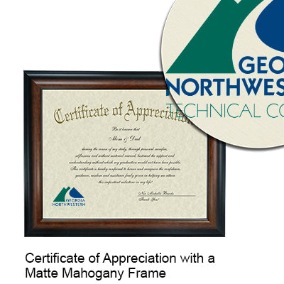 Georgia Northwestern Technical College Certificate with Frame