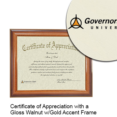 Governors State University Certificate with Frame