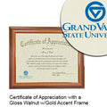 Grand Valley State University Certificate with Frame