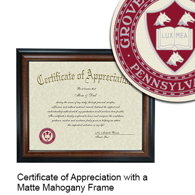 Grove City College Certificate with Frame