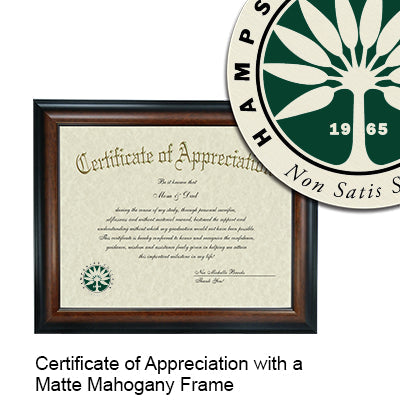 Hampshire College Certificate with Frame