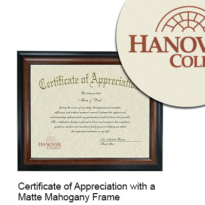 Hanover College Certificate with Frame