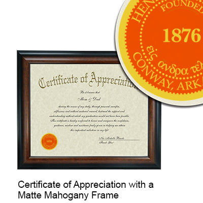 Hendrix College Certificate with Frame
