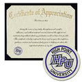 High Point University Certificate of Appreciation