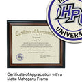 High Point University Certificate with Frame
