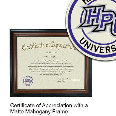 High Point University Certificate with Frame